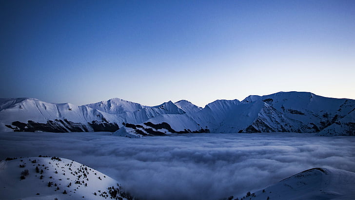 aventura, altitud, nubes, frío, Frosty, glaciar de, alta