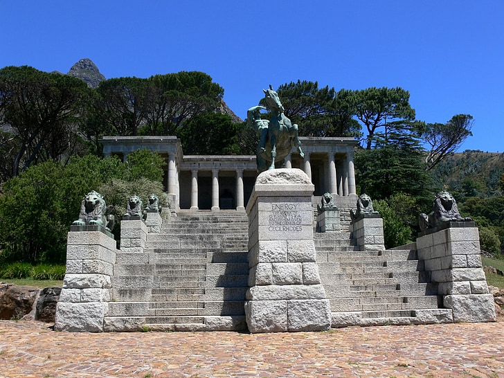 Rhodos memorial, statuen, monument, søyler, løvene, Cape town