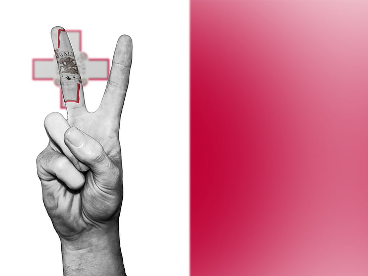 Malta, miera, roka, valsts, fons, banner, krāsas