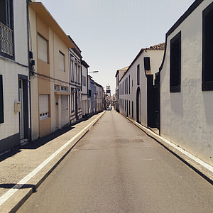 carrer, Ponta delgada, Illes Açores, sol, cel, blau, São miguel