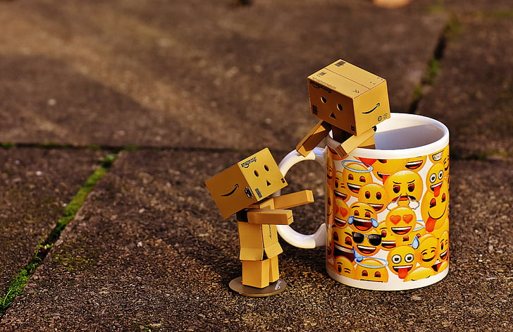 Danbo, figuras, taza, taza de café, juntos, para dos, gracioso