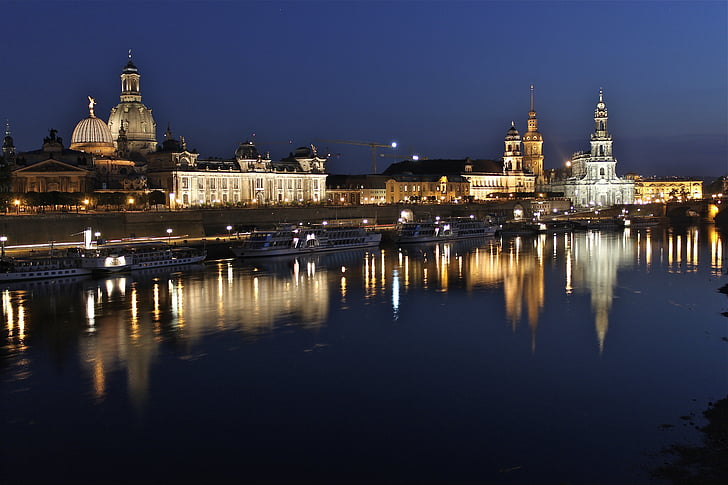 città, notte, luci della città, fotografia notturna, Dresda