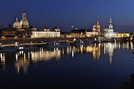 Kota, malam, lampu-lampu kota, malam fotografi, Dresden