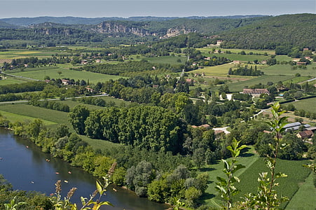 Dordogne, Franciaország, Sky, felhők, hegyek, festői, erdő