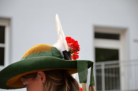 folklorne, Avstrija, klobuk, cvetje