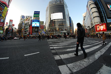 Japonsko, rybí oko, Tokio, ulice