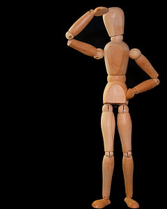 figure, man, stand, lookout, doll, holzfigur