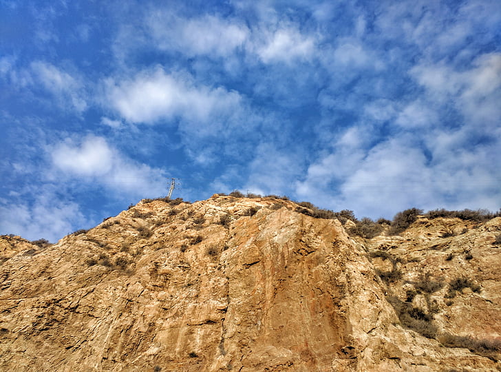 Cliff, taivas, pylväs, luonnonkaunis, pilvet, maisema, Rock