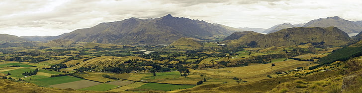 Otago regionen, Nya Zeeland, Sydön, landskap, bergen, fältet, dag