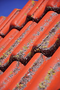 屋根, タイル, 粘土のタイル, -桟瓦葺, 赤, 急です, テラコッタ