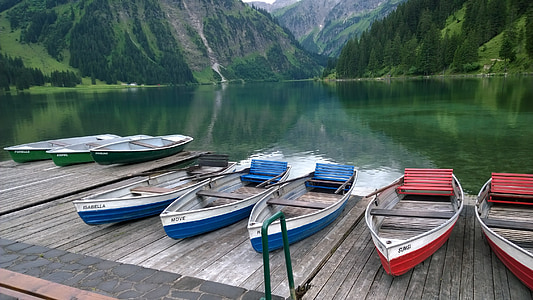 vilsalpsee, bergsee, Альгау, човни, tannheim, Панорама, озеро