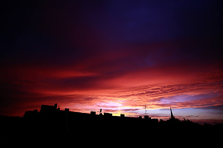puesta de sol, ciudad, Berlín, Crepúsculo