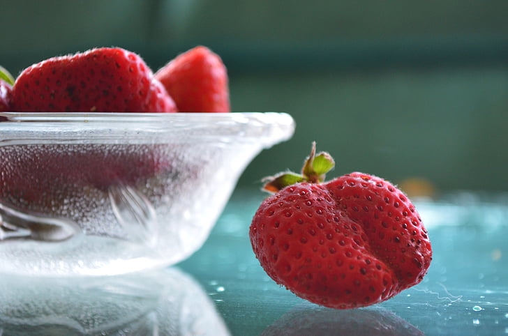 fraises, bol, fruits, alimentaire, en bonne santé, frais, dessert