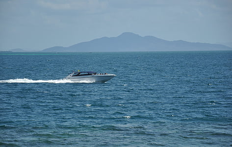 sea, speedboat, thailand, travel, cruise, vessel, fun