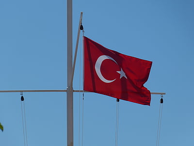 drapeau, coup, vibrations aéroélastiques, bannière, Turquie, mât, Star