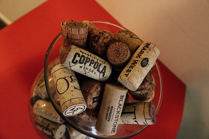 wine, champagne, cork, corks in a vase, drink, red, alcohol