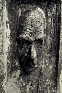 лицо, Могила, Руководитель, скульптура, кладбище, надгробная плита, черный белый
