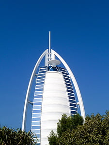 Dubai, Hotel, skyskrapa, blå, byggnad, skyskrapor, u en e