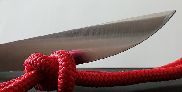 knot, rope, cut, dew, section, sharp, blade