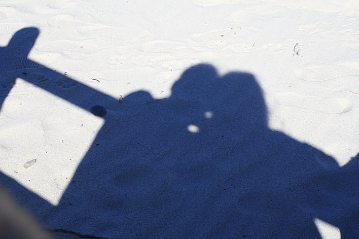 lovers, shadow, sand, beach, silhouette, together