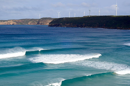 Surf, vítr, moc, elektřina, turbína, Victoria, vlna