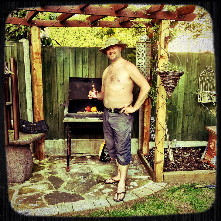 bbq, summer, barbecue, cooking, men, males, one Person