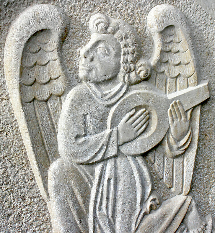 relief, stone, angel, music, stone sculpture, musician