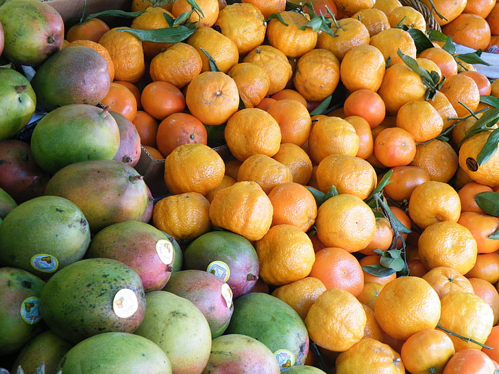 fruit, stall, mango, orange, san francisco, market, food