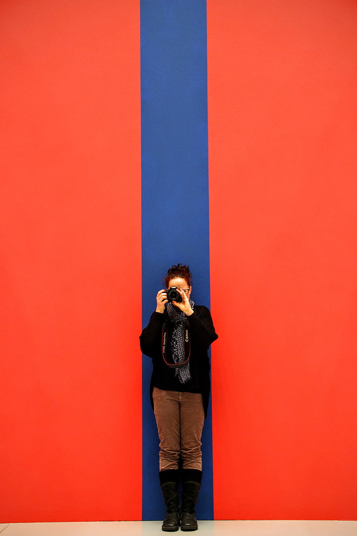 Wallpaper, latar belakang, garis, merah, biru, wanita, foto