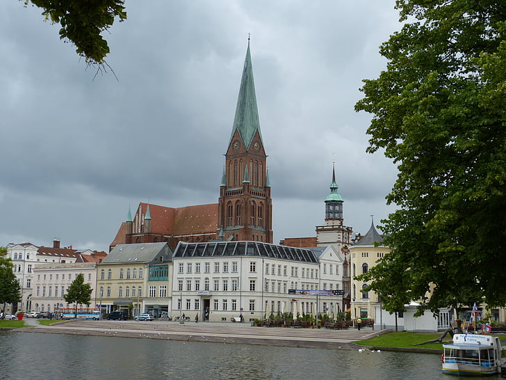 Schwerin, Mecklenburg, Mecklenburg-Vorpommern, gamla stan, historiskt sett, arkitektur, dom
