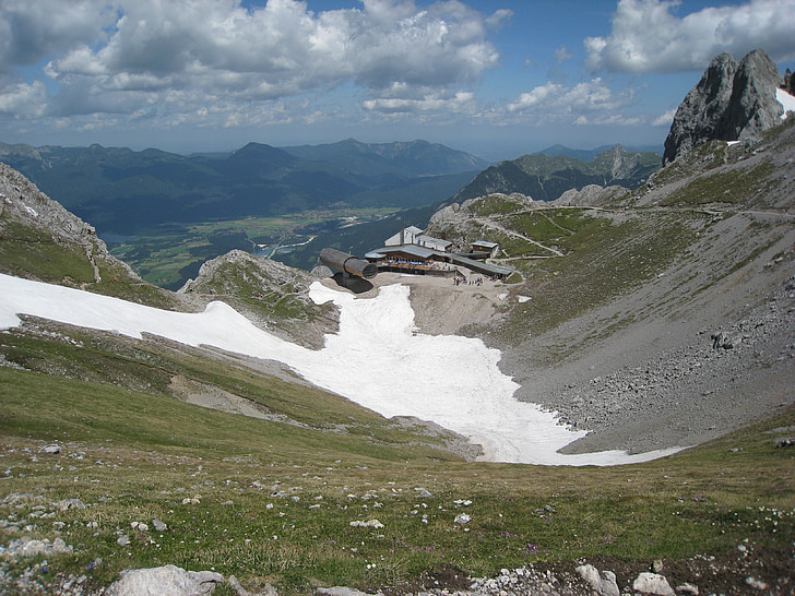 Horné Bavorsko, Karwendel, Mittenwald, oblaky, Panorama, sneh