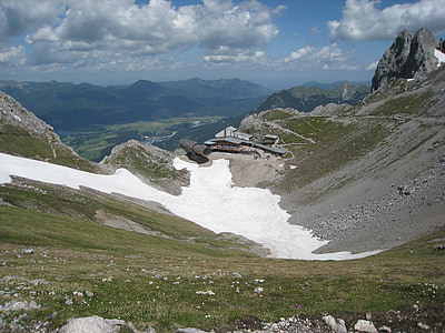 Horní Bavorsko, Karwendel, Mittenwald, mraky, Panorama, sníh