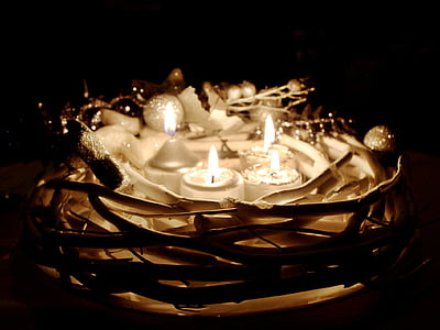 Nadal, adveniment, Ofrena floral, foc, espelmes, Corona d'Advent, candeler