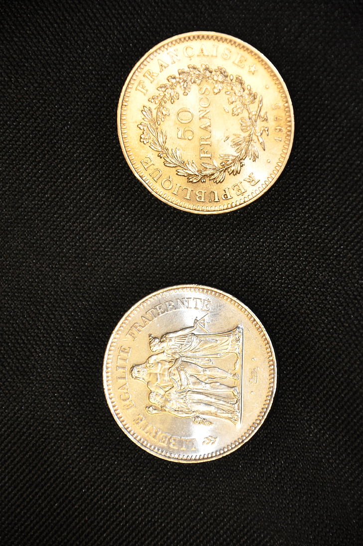 monētas, Silver, franki, Francija, valūta, monētas, finanses