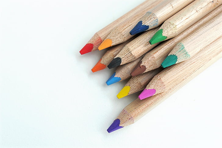 ดินสอสี, มีสีสัน, สี, วาด, สี, ดินสอสี, ปากกา