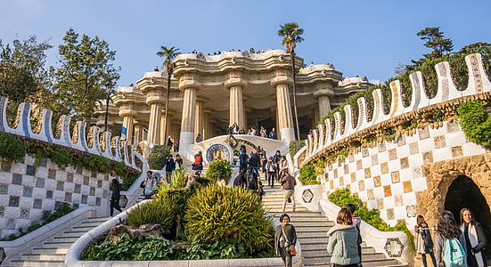 Gaudi, Güell park, arkitektur, Barcelona, Spanien, Europa, landmärke