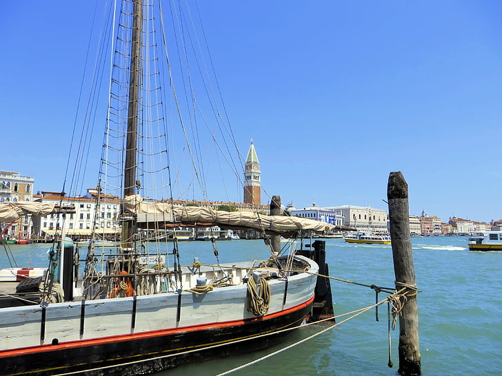 Italië, Venetië, San marco, schip, kanaal, Paleis, het platform