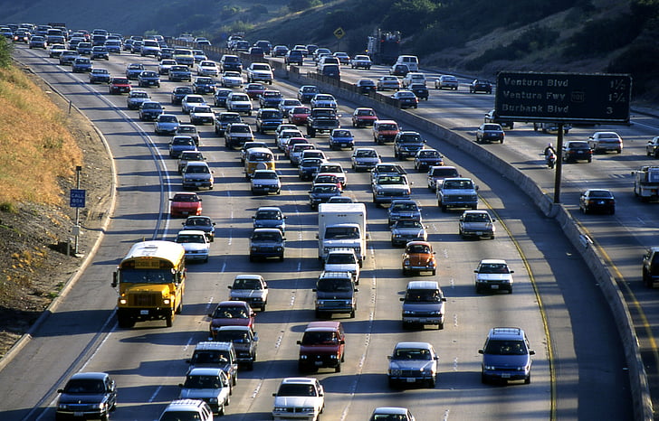 Los angeles, trafic, façon, Californie, transport, voitures