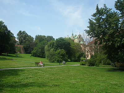Varsavia, Parco, centro storico, estate, architettura, Chiesa, erba
