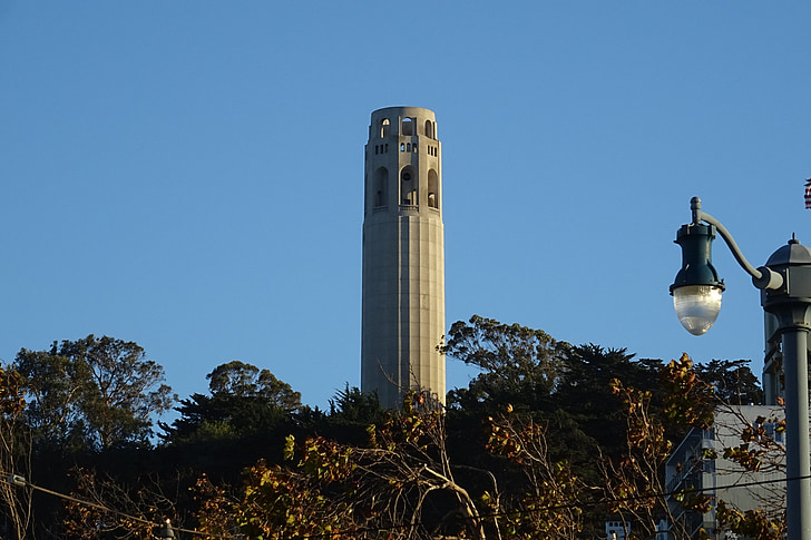 Coit tower, Telegraph hill, Wieża, historyczne, punkt orientacyjny, Architektura, atrakcją