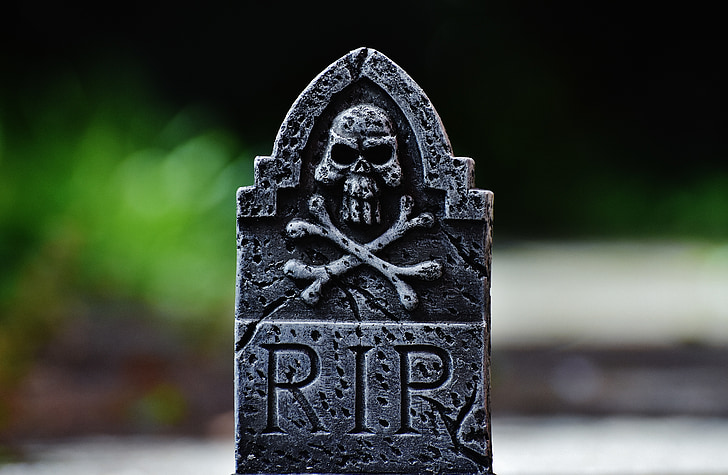 Halloween, tombstone, grå, dödskalle, läskiga
