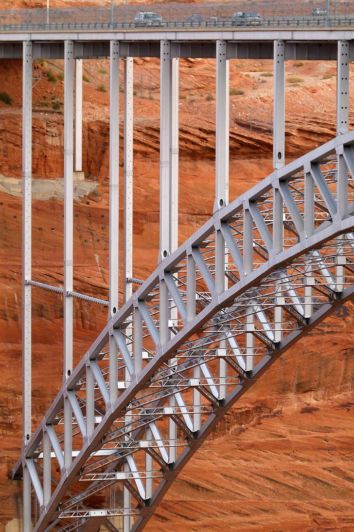 presa de Glen canyon, planta de energía, Río Colorado, Puente de acero, construcción, Arizona, Estados Unidos