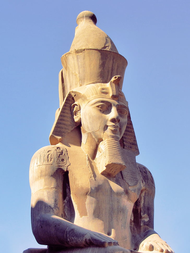 Egiptas, Faraonas, Ramzis, senas, paminklas, akmuo, skulptūra