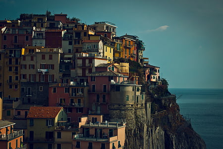 Cinque, Terre, Itālija, debesis, mājas, apdzīvotām vietām, dzīvokļi