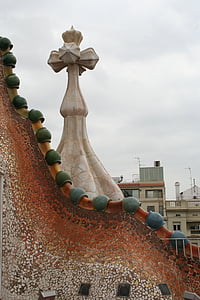 Casa batllo, hus av ben, tak, Gaudi, Barcelona, landmärke, Spanien