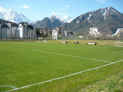 futbol, camp de futbol, verd, herba