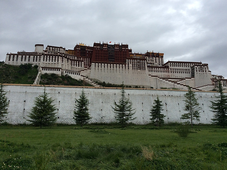 Tibet, het potala-paleis, natuur, Paleis, Potala, hemel, gebouw