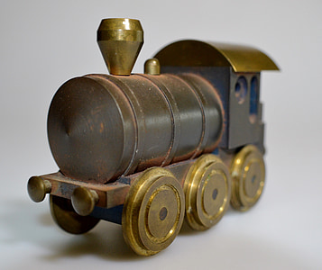 lokomotiva, mosaz, železo, objekt