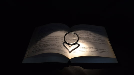 Bibbia, anello, libro, cuore, simbolo, matrimonio