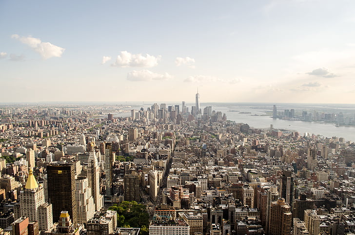 New york, Aerial, architecture, bâtiments, capital, ville, paysage urbain